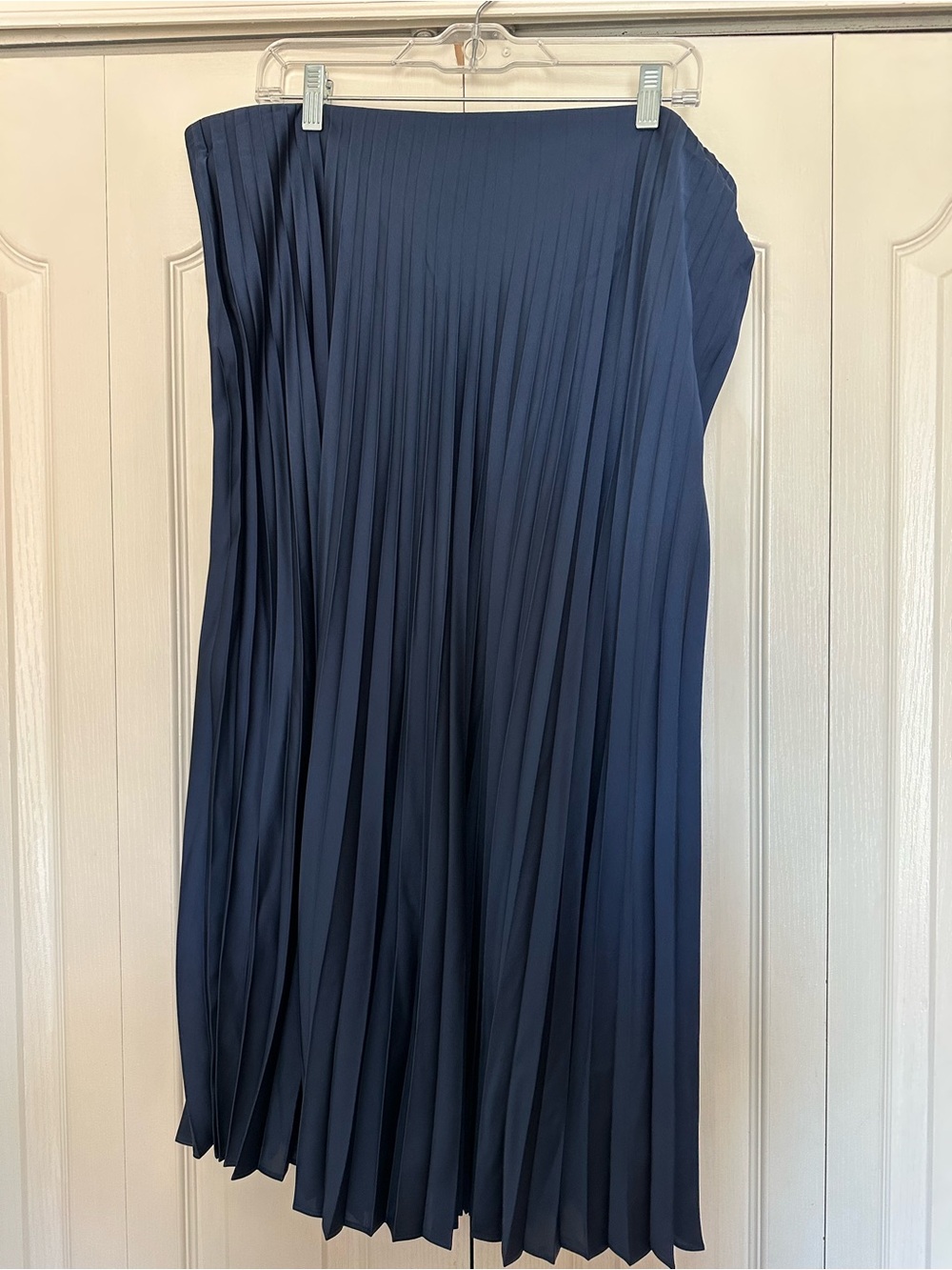 J. Crew Navy Pleated Midi Skirt